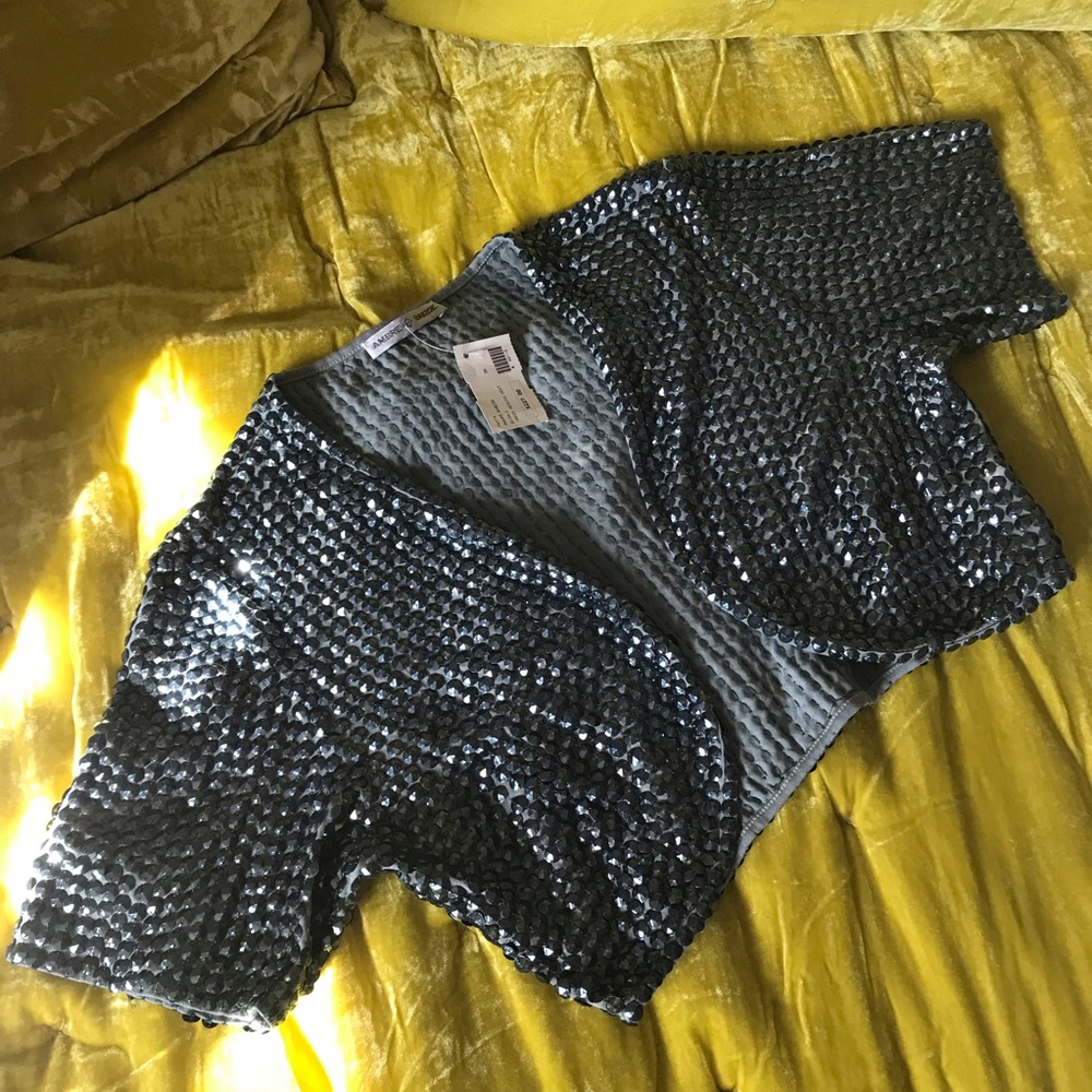 ✨ Exquisite Artisan Seagreen Sequin Shrug ✨NWT